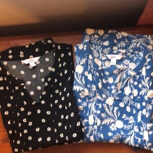 CROFT & BARROW Set of 2 Pintuck Sleeveless Shell Floral Tops XS